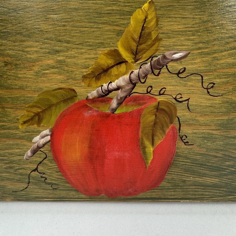 VTG Hand Painted Red Apple Wood Hanging Wall Decor Country Farmhouse Decor - Picture 2 of 5
